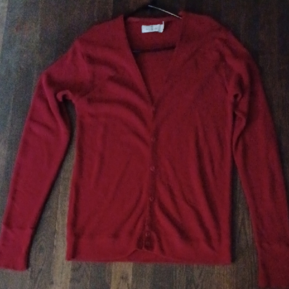 Vintage Bill Blass Deep Red Men's Acrylic Cardigan Sweater Button Size XL